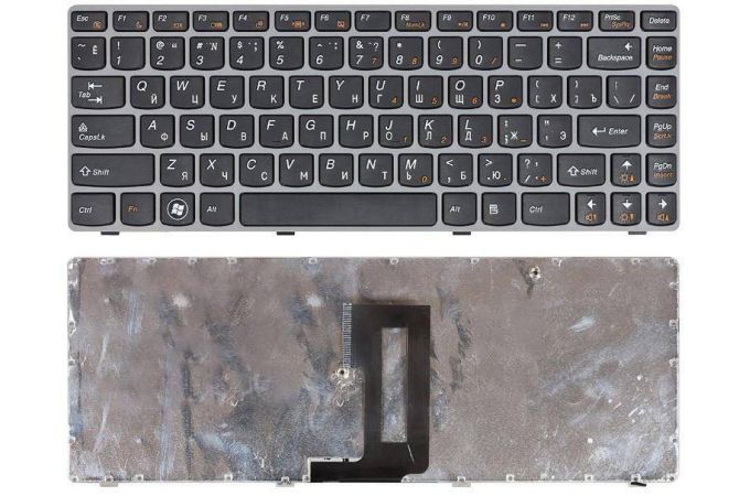 Клавиатура для ноутбука Lenovo IdeaPad Z450 Z460 Z460A Z460G черная с серой рамкой