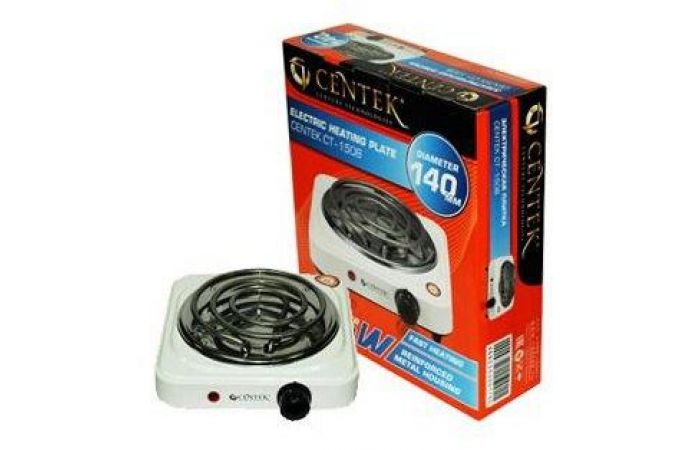 Плитка электрическая CENTEK CT-1508 белая 1000 Вт, 1 конф., ТЭН 140 мм, усиленный корпус