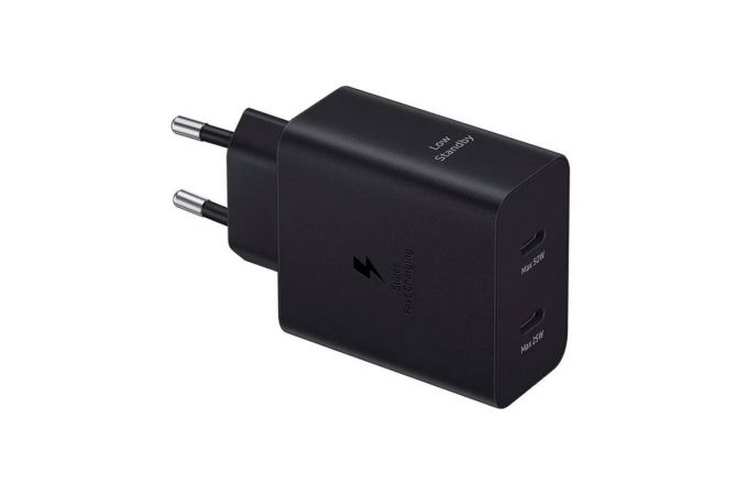 Сетевое зарядное устройство 2USB-C Samsung PD Adapter 50W (or.) EP-T5020 (черный) PD3.0 SFC2.0
