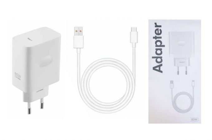 Сетевое зарядное устройство USB + кабель Type-C OPPO 80W (белый)
