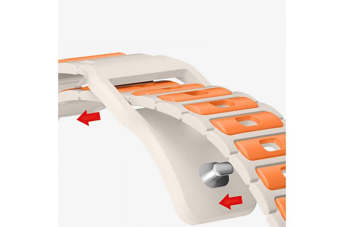 Ремешок для Apple Watch HOCO WA31 Flexible series two-color silicone strap (42/44/45/49 мм) серо-белый с оранжевым