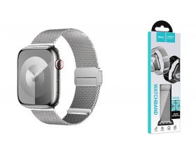 Ремешок для Apple Watch HOCO WA26 May series two-section double magnetic buckle milanese strap (42/44/45/49 мм) серебристый