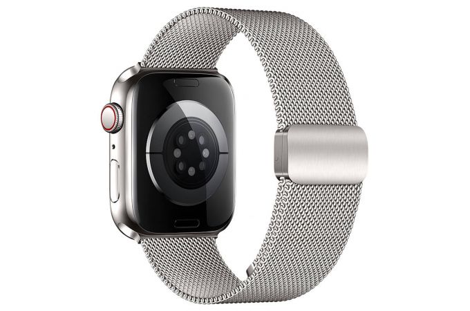 Ремешок для Apple Watch HOCO WA26 May series two-section double magnetic buckle milanese strap (42/44/45/49 мм) серебристый