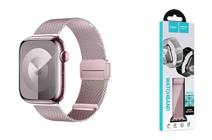 Ремешок для Apple Watch HOCO WA26 May series two-section double magnetic buckle milanese strap(42/44/45/49 мм) розовая роза