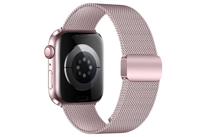 Ремешок для Apple Watch HOCO WA26 May series two-section double magnetic buckle milanese strap(42/44/45/49 мм) розовая роза