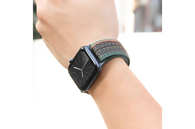 Ремешок для Apple Watch HOCO WA25 Original series nylon strap (38/40/41 мм) темно-зеленый с оранжевым