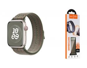 Ремешок для Apple Watch HOCO WA25 Original series nylon strap (42/44/45/49 мм)темно-зеленый с оранжевым