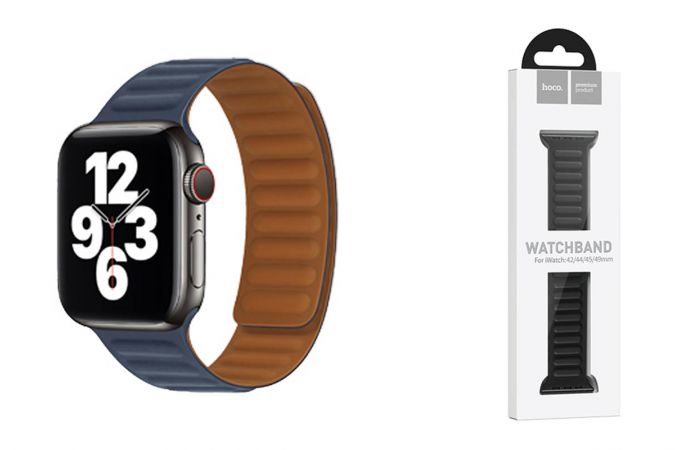 Ремешок для Apple Watch HOCO WA21 Flexible series second-generation chain magnetic silicone strap (42/44/45/49 мм) индиго