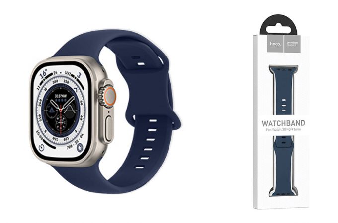 Ремешок для Apple Watch HOCO WA15 Flexible series 8-character buckle solid color silicone strap (42/44/45/49 мм) морская синева