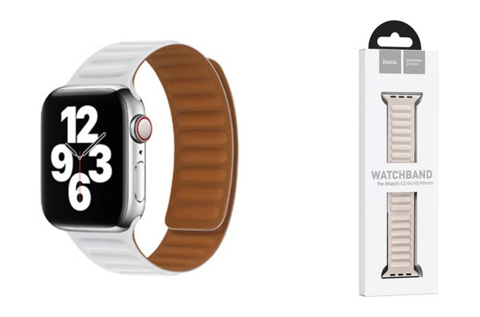 Ремешок для Apple Watch HOCO WA21 Flexible series second-generation chain magnetic silicone strap (42/44/45/49 мм) белый