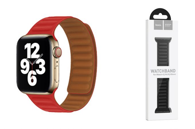 Ремешок для Apple Watch HOCO WA21 Flexible series second-generation chain magnetic silicone strap (42/44/45/49 мм) красный