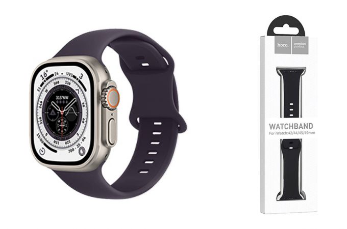 Ремешок для Apple Watch HOCO WA15 Flexible series 8-character buckle solid color silicone strap (42/44/45/49 мм) малиновая вишня