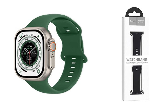 Ремешок для Apple Watch HOCO WA15 Flexible series 8-character buckle solid color silicone strap (38/40/41 мм) сосново-зеленый