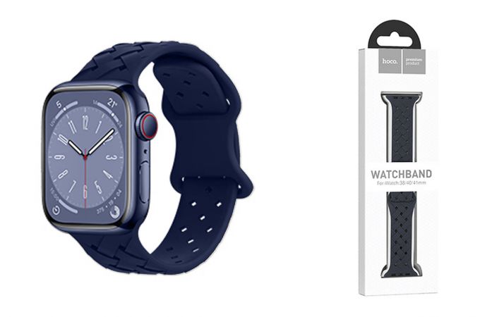 Ремешок для Apple Watch HOCO WA16 Flexible series bamboo pattern solid color silicone strap (38/40/41 мм) морская синева