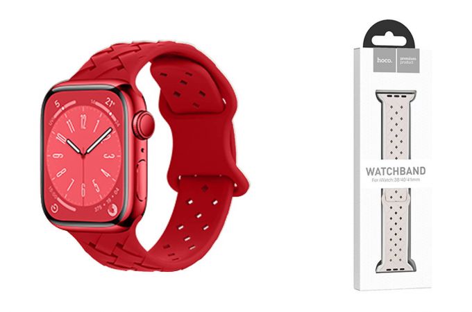 Ремешок для Apple Watch HOCO WA16 Flexible series bamboo pattern solid color silicone strap (42/44/45/49 мм) большой красный