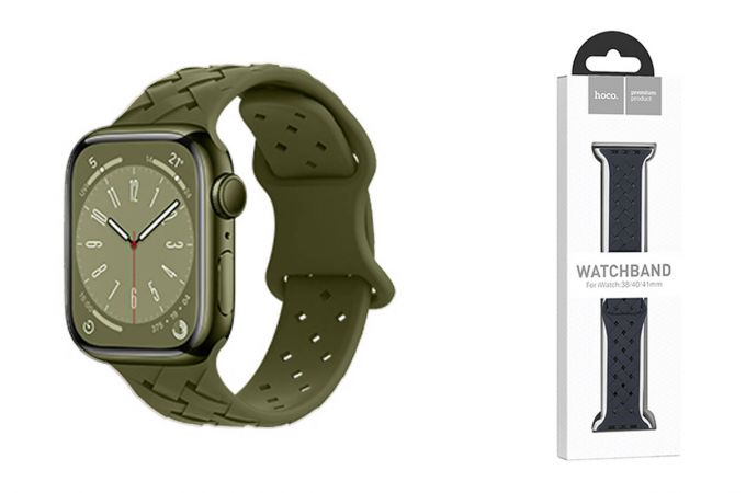 Ремешок для Apple Watch HOCO WA16 Flexible series bamboo pattern solid color silicone strap (38/40/41 мм) оливково-зеленый