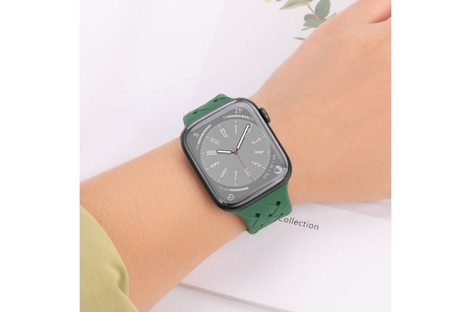 Ремешок для Apple Watch HOCO WA16 Flexible series bamboo pattern solid color silicone strap (38/40/41 мм) оливково-зеленый