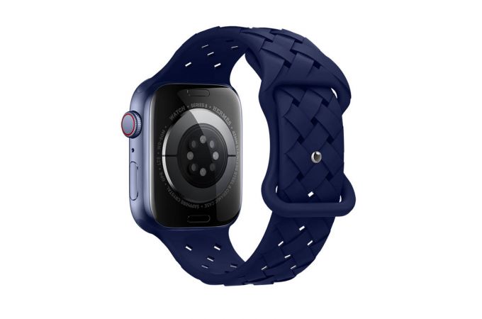 Ремешок для Apple Watch HOCO WA16 Flexible series bamboo pattern solid color silicone strap (42/44/45/49 мм) морская синева