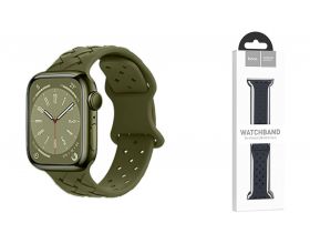 Ремешок для Apple Watch HOCO WA16 Flexible series bamboo pattern solid color silicone strap (42/44/45/49 мм) оливково-зеленый