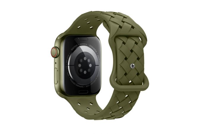 Ремешок для Apple Watch HOCO WA16 Flexible series bamboo pattern solid color silicone strap (42/44/45/49 мм) оливково-зеленый