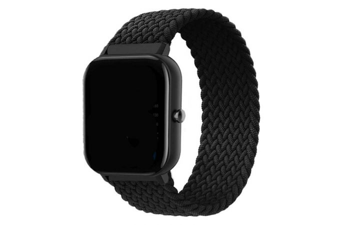 Ремешок силиконовый с плетением для Apple Watch 38-40 мм цвет черный размер M