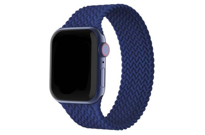 Ремешок силиконовый с плетением для Apple Watch 38-40 мм цвет темно-синий размер S