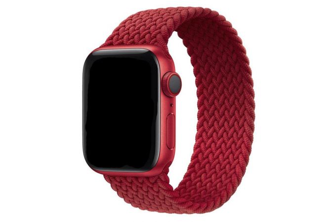 Ремешок силиконовый с плетением для Apple Watch 42-44 мм цвет красный размер M