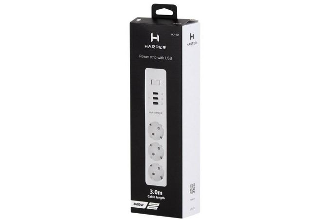 Сетевой фильтр с USB зарядкой HARPER UCH-325 White