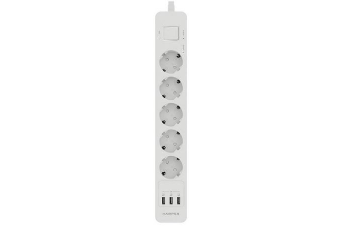 Сетевой фильтр с USB зарядкой HARPER UCH-530 White