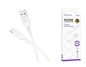 Кабель USB - MicroUSB BOROFONE BX113 2,4A (белый) 1м силиконовый