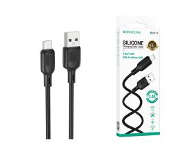 Кабель USB - MicroUSB BOROFONE BX113 2,4A (черный) 3м силиконовый