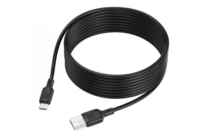 Кабель USB - MicroUSB BOROFONE BX113 2,4A (черный) 3м силиконовый