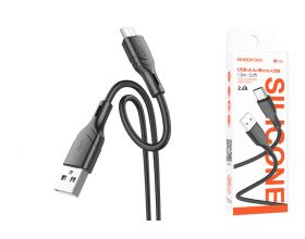 Кабель USB - MicroUSB BOROFONE BX99 2,4A (черный) 1м силиконовый