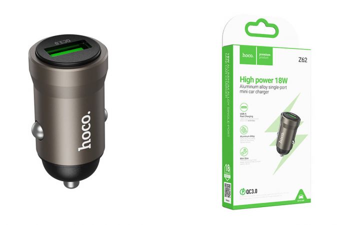 Автомобильное зарядное устройство АЗУ USB-A + USB-C HOCO Z62 Energy single-port QC3.0 (золотой)