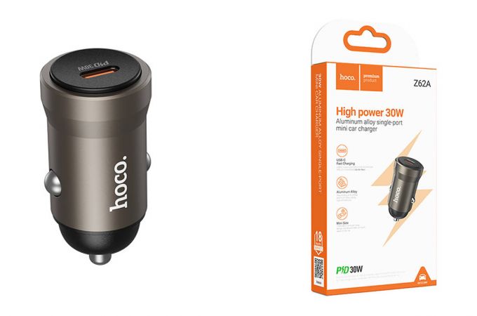 Автомобильное зарядное устройство АЗУ USB-C HOCO Z62A Energy PD30W (золотой)