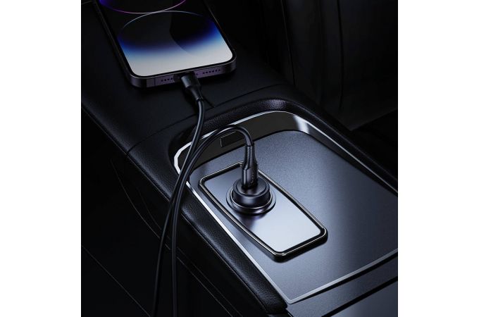 Автомобильное зарядное устройство АЗУ USB-C + кабель Lightning - Type-C HOCO Z62A Energy PD30W (золотой)