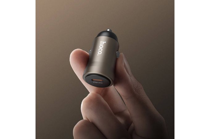 Автомобильное зарядное устройство АЗУ USB-C + кабель Lightning - Type-C HOCO Z62A Energy PD30W (золотой)