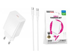 Сетевое зарядное устройство USB-C + кабель Type-C - Type-C BOROFONE BAS73A Source PD20W (белый)