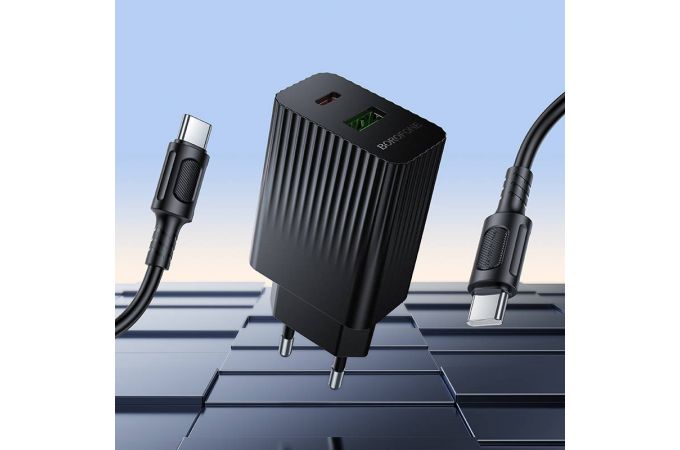 Сетевое зарядное устройство USB-C+ кабель Type-C - Type-C BOROFONE BAS76A Source PD30W+QC3.0 (белый)