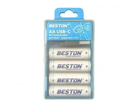 Аккумулятор AA BESTON 4 шт разъем USB-C 2200 mAh / 1,5V + кабель (2AC-60) (цена за 4 штуки)
