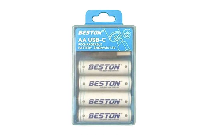 Аккумулятор AA BESTON 4 шт разъем USB-C 2200 mAh / 1,5V + кабель (2AC-60) (цена за 4 штуки)
