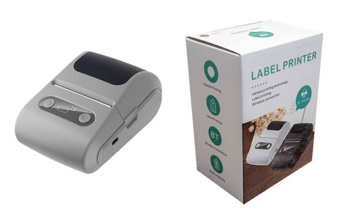 Мини термопринтер для этикеток на маркетплейсах (серый)