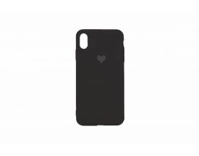 Чехол для iPhone X/XS Silicone Case Soft Touch с логотипом "Сердце" (черный)