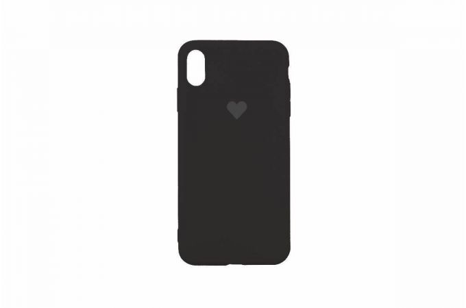Чехол для iPhone X/XS Silicone Case Soft Touch с логотипом "Сердце" (черный)