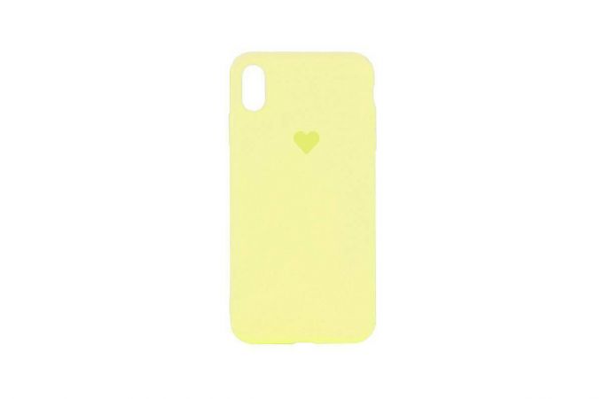 Чехол для iPhone XR Silicone Case Soft Touch с логотипом "Сердце" (лимонад)