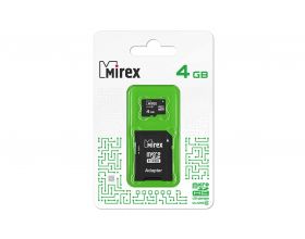 Карта памяти microSDHC MIREX 4 GB (class 10) с адаптером (13613-AD10SD04)