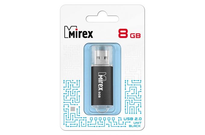 Флешка USB 2.0 Mirex UNIT BLACK 8GB (ecopack)