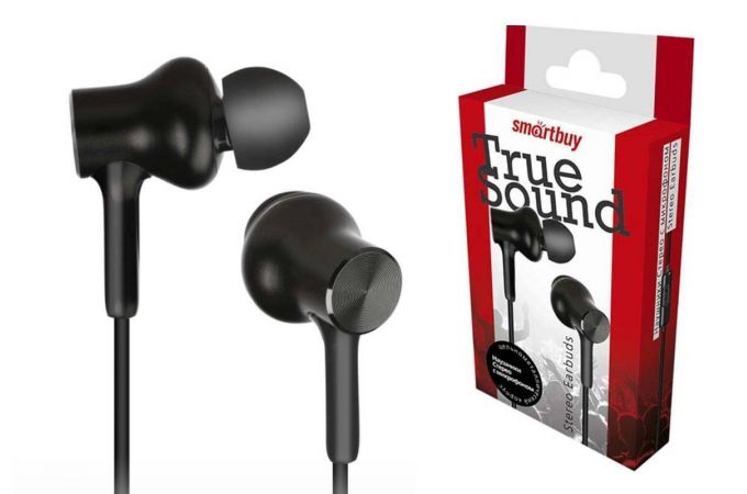 Наушники вакуумные проводные Smartbuy TRUE SOUND SBH-108 (черный, металлический корпус)