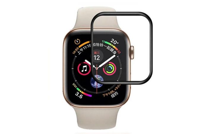 Защитное стекло дисплея Apple Watch 44 mm с черной рамкой (бампером)