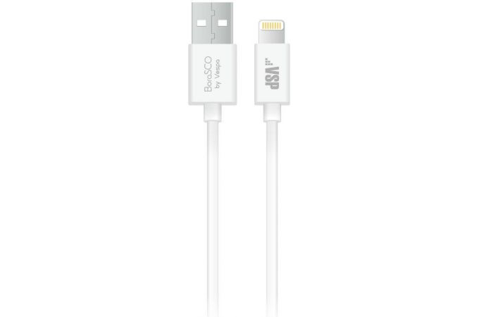 Кабель USB - Lightning BoraSCO Apple 8-pin (37338) 2A (белый) 1м